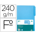 SUBCARPETA CARTULINA LIDERPAPEL FOLIO PESTAÑA SUPERIOR 240G/M2 AZUL