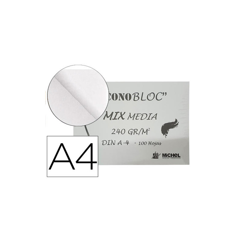 BLOC DIBUJO MULTITECNICAS MICHEL ECONOBLOC MIX MEDIA DIN A4 ENCOLADO 100 HOJAS 240 GR/M2 210X297 MM