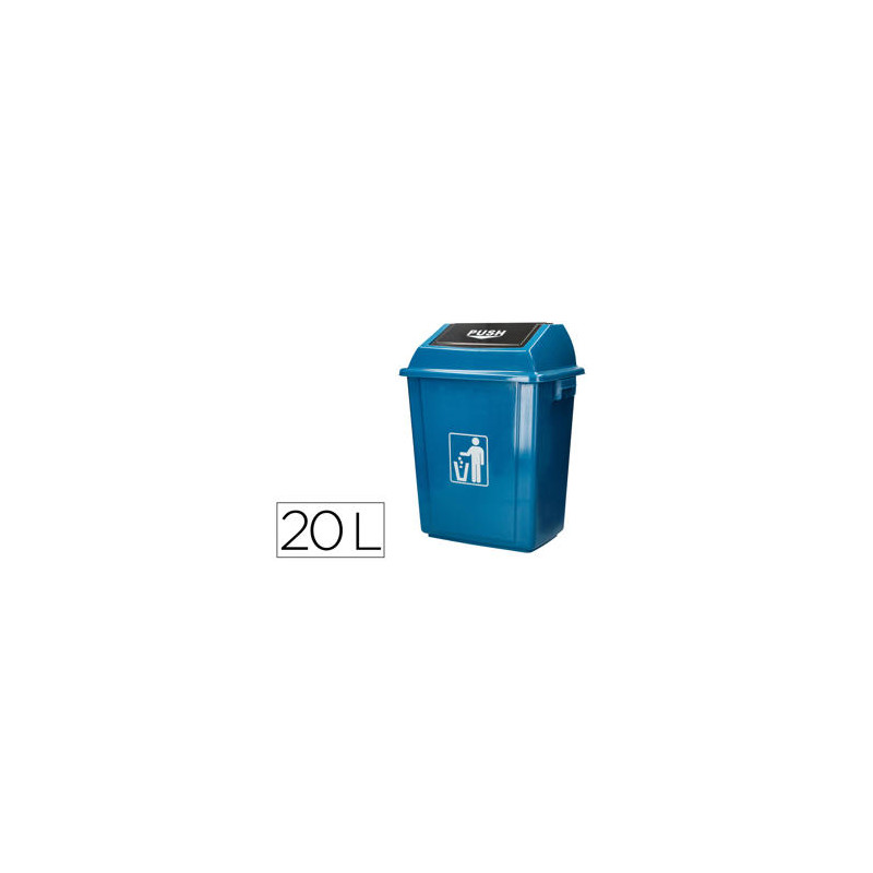 PAPELERA CONTENEDOR Q-CONNECT PLASTICO CON TAPA DE BALANCIN 20 LITROS AZUL 340X240X450 MM
