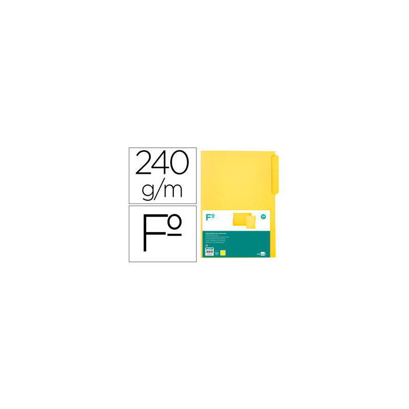 SUBCARPETA CARTULINA LIDERPAPEL FOLIO PESTAÐA SUPERIOR 240G/M2 AMARILLO