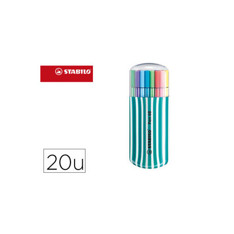 ROTULADOR STABILO PUNTA DE FIBRA PEN 68 ZEBRUI TURQUESA ESTUCHE DE 20 UNIDADES COLORES SURTIDOS