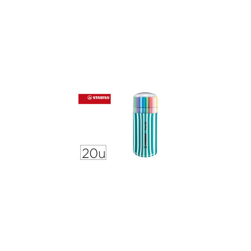 ROTULADOR STABILO PUNTA DE FIBRA PEN 68 ZEBRUI TURQUESA ESTUCHE DE 20 UNIDADES COLORES SURTIDOS