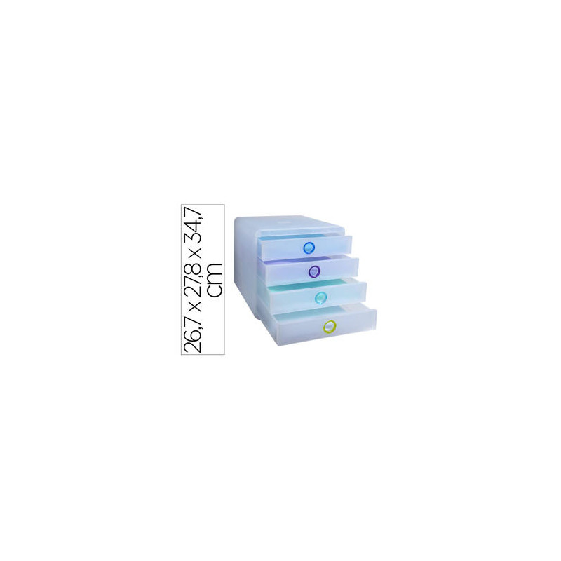 FICHERO CAJONES SOBREMESA EXACOMPTA POP BOX TRANSLUCIDO 4 CAJONES MULTICOLOR