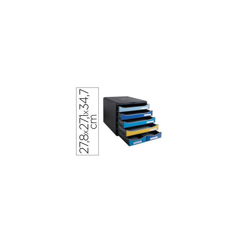 FICHERO CAJONES SOBREMESA EXACOMPTA BIG BOX MAXI BEE BLUE 6 CAJONES COLORES SURTIDOS
