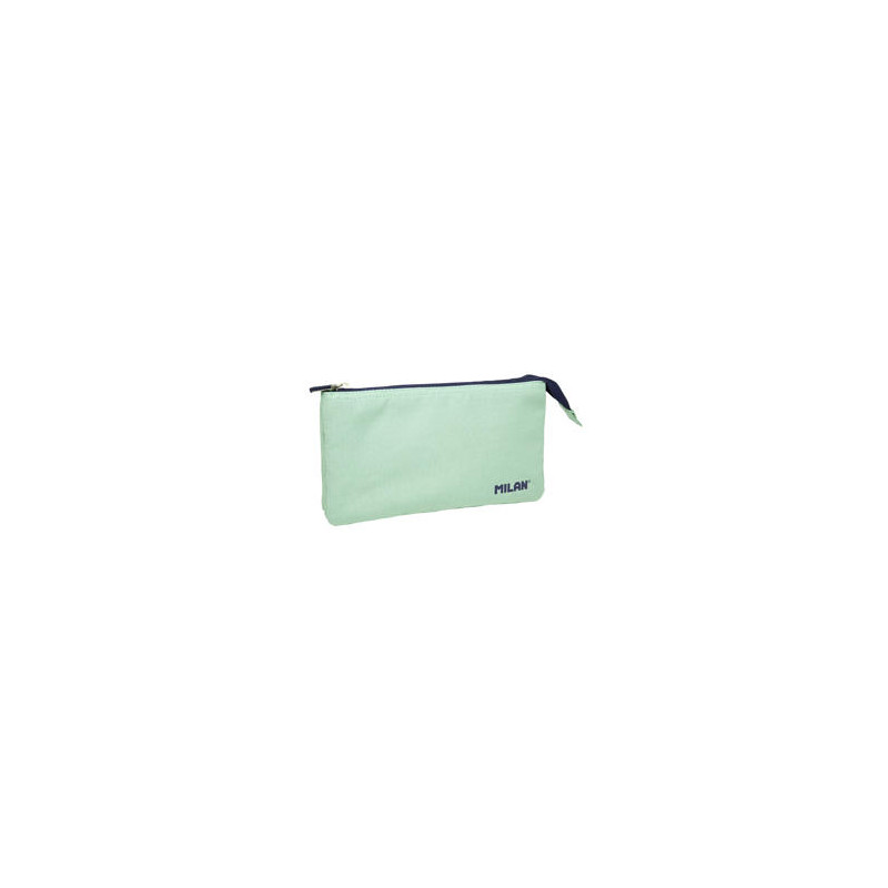 BOLSO ESCOLAR PORTATODO MILAN 1918 COLLECTION 3 CREMALLERAS Y 5 COMPARTIMENTOS VERDE 215X35X125 MM