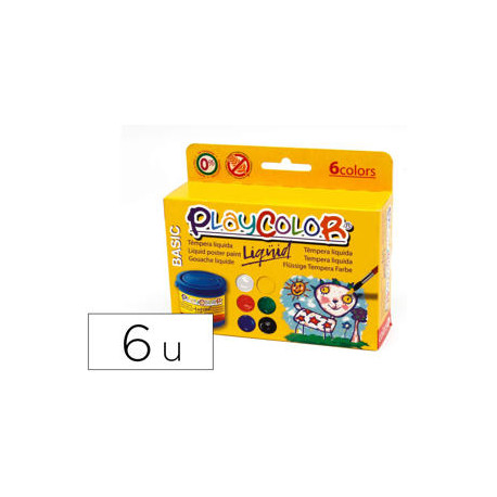 TEMPERA LIQUIDA PLAYCOLOR LIQUID BASIC 40 ML CAJA DE 6 UNIDADES COLORES SURTIDOS TEMPERA LIQUIDA PLAYCOLOR LIQUID BASIC 40 ML CAJA DE 6 UNIDADES COLORES SURTIDOS