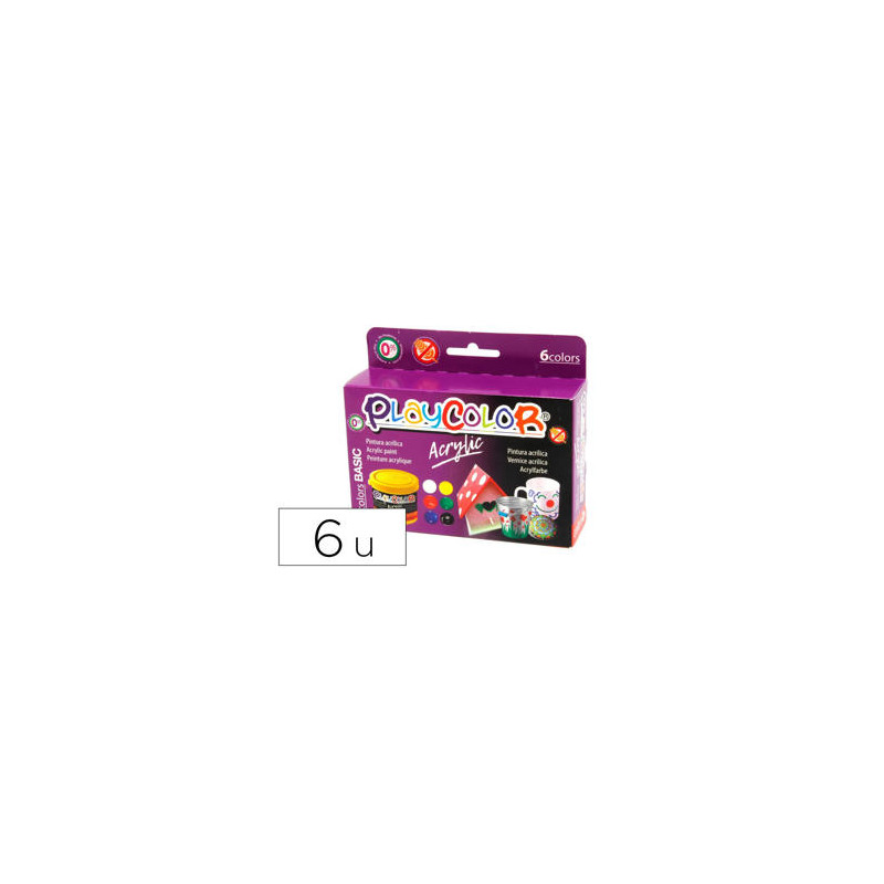 PINTURA ACRILICA PLAYCOLOR ACRYLIC BASIC 40 ML CAJA DE 6 UNIDADES COLORES SURTIDOS
