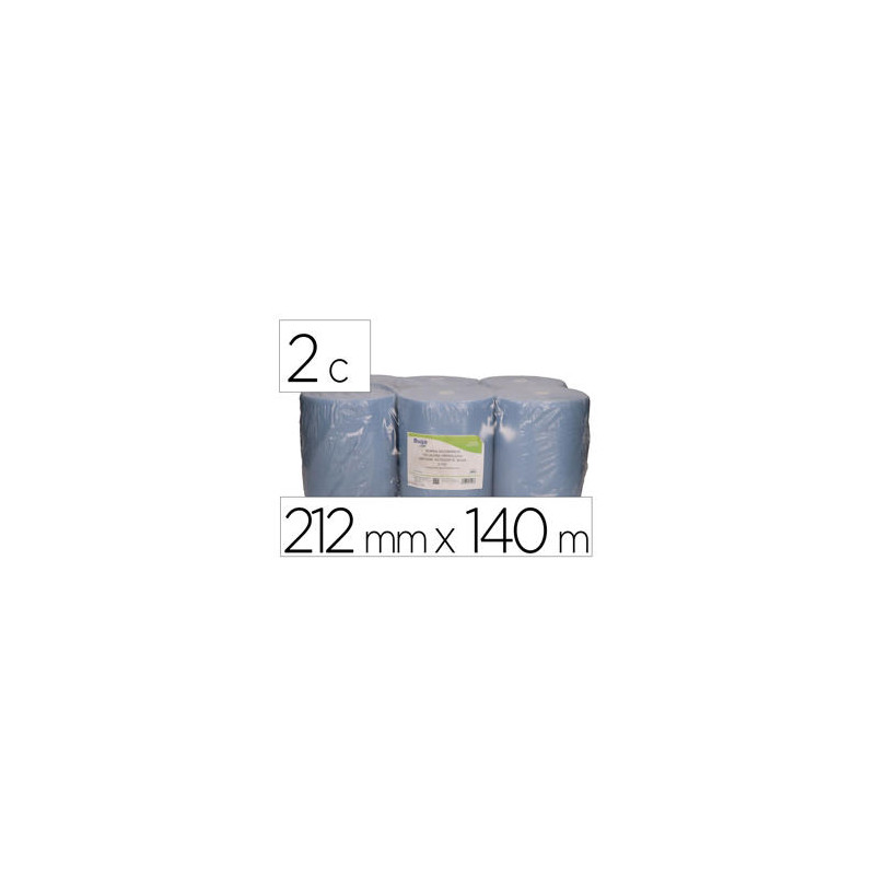 PAPEL SECAMANOS BUNZL 2 CAPAS GREENSOURCE CELULOSA RECICLADA AZUL 212MM X 140MT SISTEMA AUTOCORTE PA