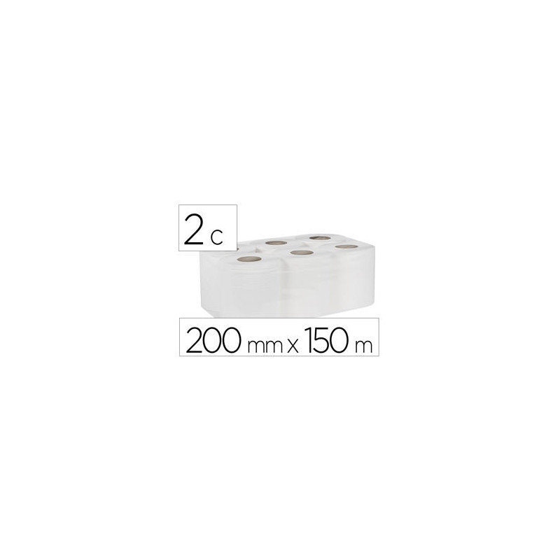 PAPEL SECAMANOS BUNZL GREENSOURCE 2 CAPAS CELULOSA BLANCA 200 MM X 150 MT PAQUETE DE 6 ROLLOS