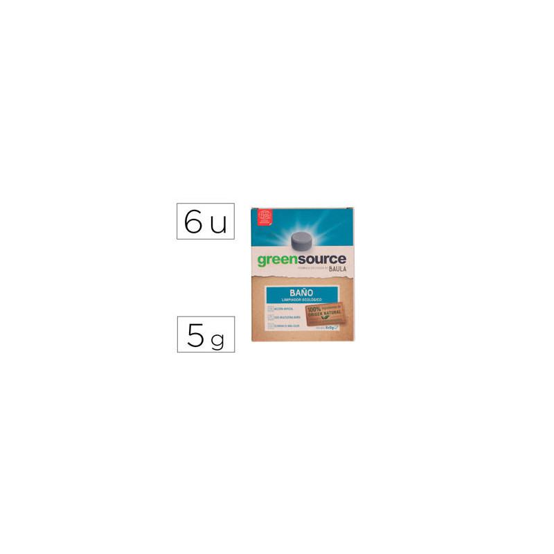 LIMPIADOR DE BAÑOS BUNZL GREENSOURCE ECOLOGICO PASTILLA DE 5 GR PAQUETE DE 6 UNIDADES