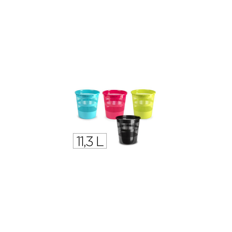 PAPELERA PLASTICO PLASTIFORTE COLORES SURTIDOS 11,3 LITROS 275X275X280 MM