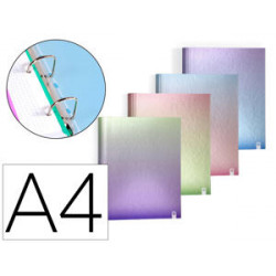 CARPETA 4 ANILLAS DE 40 MM CARCHIVO DIN A4 CARTON FORRADO COLOR METALIZADO GRADIENT