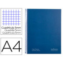 CUADERNO ESPIRAL NAVIGATOR A4 MICRO TAPA FORRADA 120H 80GR CUADRO 5MM 5 BANDAS 4 TALADROS COLOR AZUL