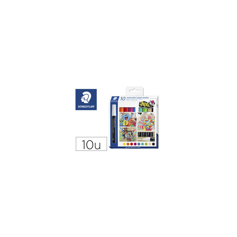 ROTULADOR STAEDTLER TINTA ACRILICA PUNTA REDONDA 2,4 MM ESTUCHE DE 10 UNIDADES COLORES SURTIDOS