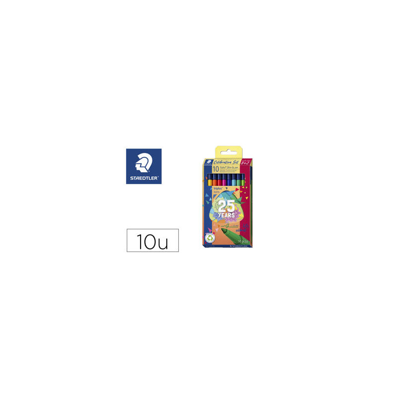 ROTULADOR STAEDTLER TRIPLUS HAPPY ESTUCHE DE 10 UNIDADES COLORES SURTIDOS