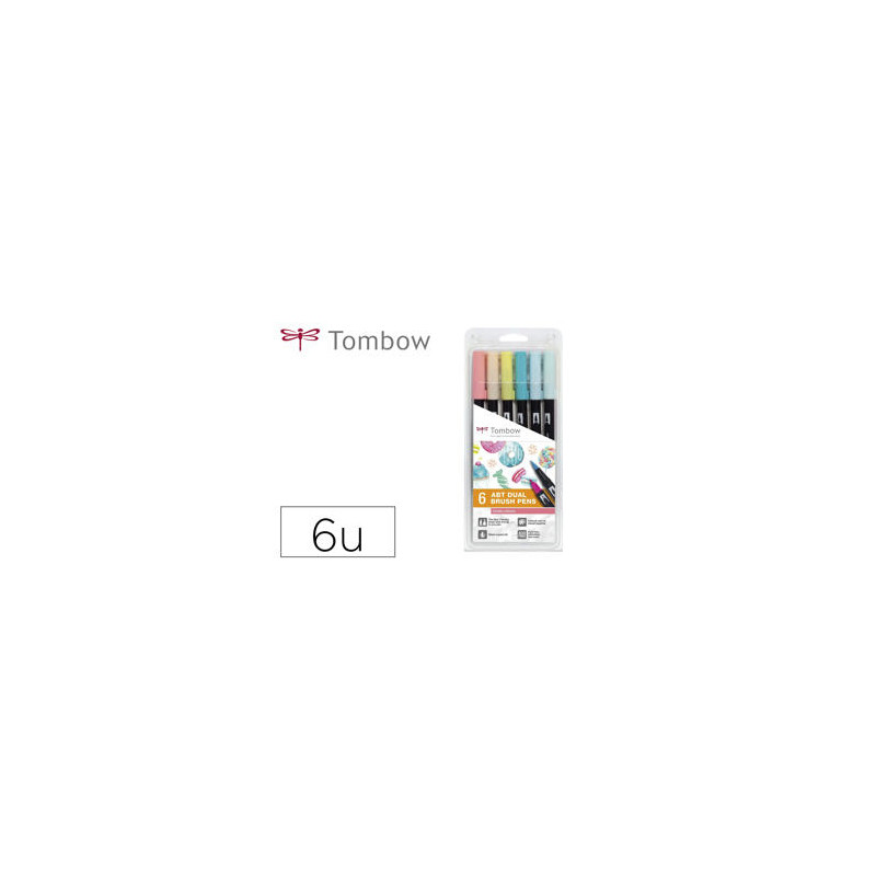 ROTULADOR TOMBOW ABT DUAL BRUSH ACUARELABLE DOBLE PUNTA FINA/PINCEL ESTUCHE DE 6 COLORES GAMA GRISES
