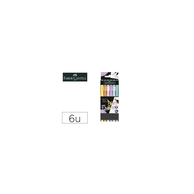 ROTULADOR FABER CASTELL EDICION BLACK PUNTA DE PINCEL PASTEL CAJA DE 6 UNIDADES COLORES SURTIDOS