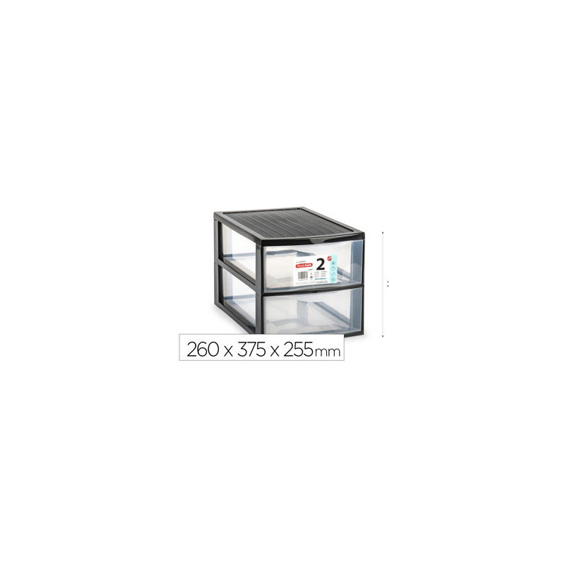 CAJONERA PLASTIFORTE EBRO 2 CAJONES COLOR NEGRO 260X375X255 MM