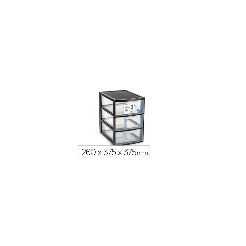 CAJONERA PLASTIFORTE EBRO 3 CAJONES COLOR NEGRO 260X375X375 MM