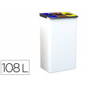 PAPELERA METALICA SIE PARA RECICLAJE CON 3 DEPARTAMENTOS 108 LITROS COLOR BLANCO 830X500X260 MM