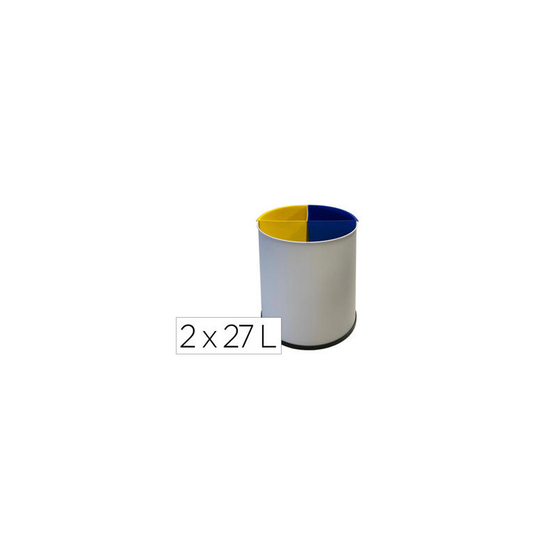 PAPELERA METALICA SIE PARA RECICLAJE CON 2 DEPARTAMENTO EXTRAIBLE 2X27 LITROS 300X295 MM