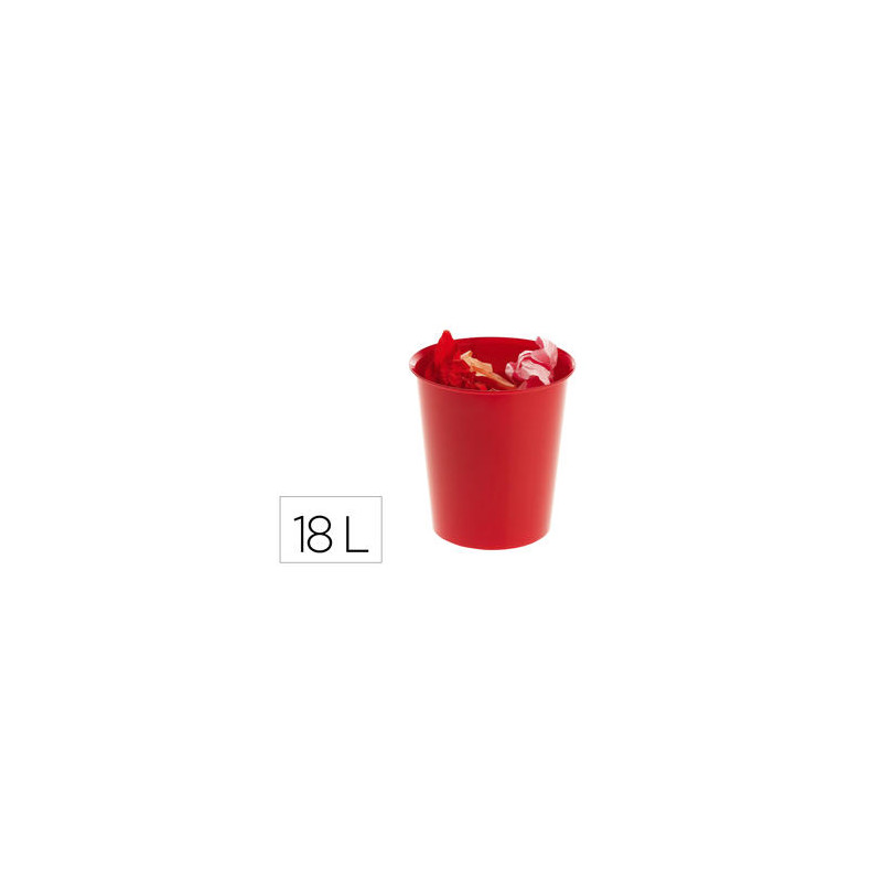 PAPELERA PLASTICO ARCHIVO 2000 ECOGREEN 100% RECICLADA 18 LITROS COLOR ROJO 290X310