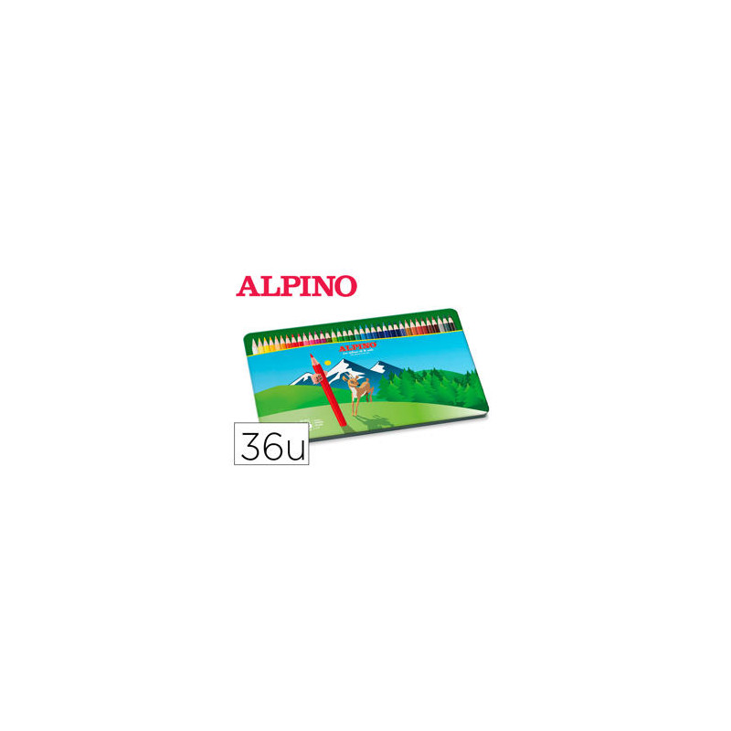 LAPICES DE COLORES ALPINO CAJA METALICA DE 36 UNIDADES COLORES SURTIDOS