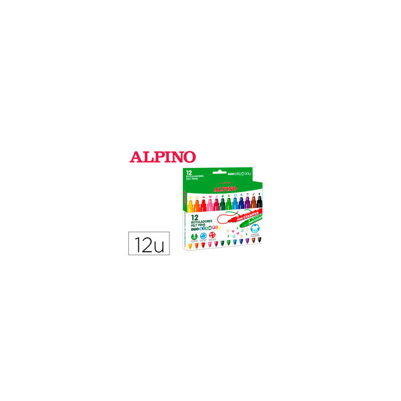 ROTULADOR ALPINO DUO STAMPER CAJA DE 12 UNIDADES COLORES SURTIDOS