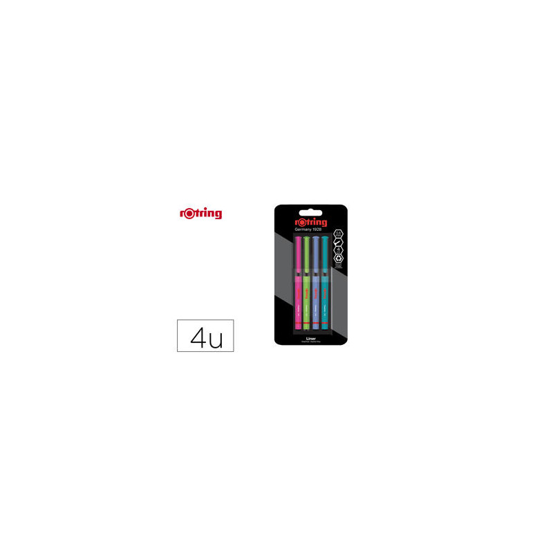 ROTULADOR ROTRING FINELINER PUNTA METALICA 0,4 MM PACK DE 4 COLORES SURTIDOS