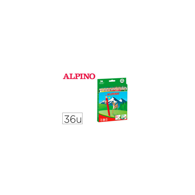 LAPICES DE COLORES ALPINO CAJA 36 UNIDADES COLORES SURTIDOS LARGOS