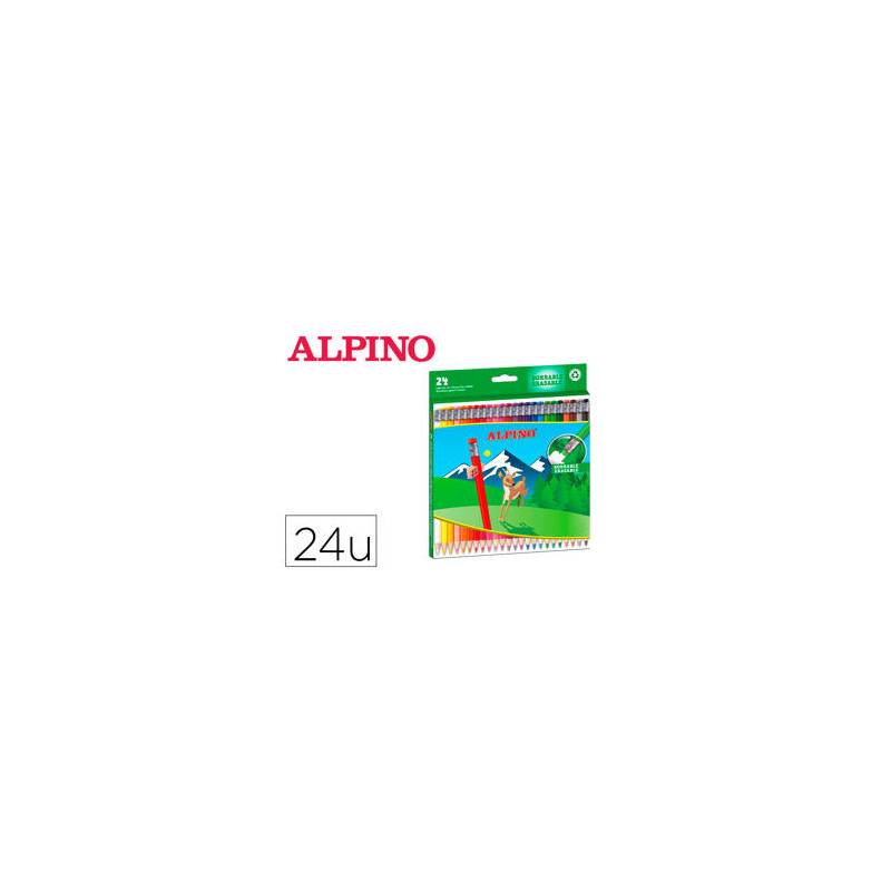 LAPICES DE COLORES ALPINO BORRABLE CAJA DE 24 UNIDADES COLORES SURTIDOS