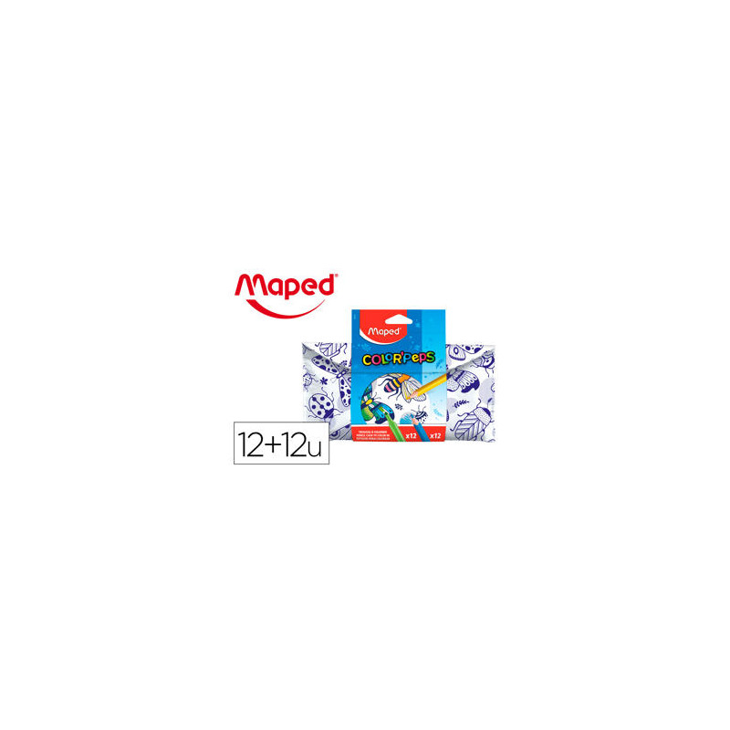 SET PARA COLOREAR MAPED 12 ROTULADORES + 12 LAPICES COLORES SURTIDOS