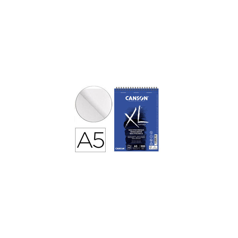 BLOC DIBUJO ACUARELA CANSON XL MIX MEDIA GRANO MEDIO DIN A5 15 HOJAS 300 GR/M2