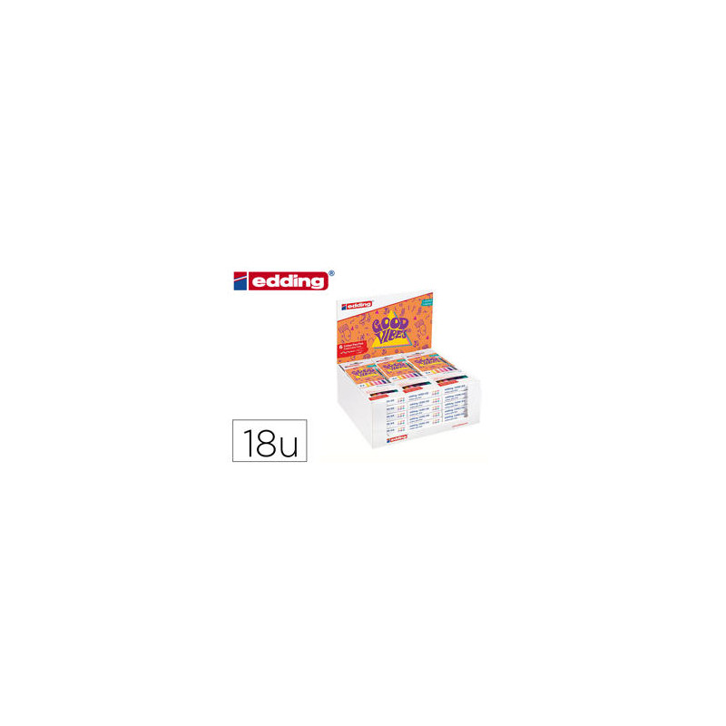 ROTULADOR EDDING PUNTA FIBRA 1200 GOOD VIBES EXPOSITOR CON 18 CAJAS DE 6 COLORES SURTIDOS