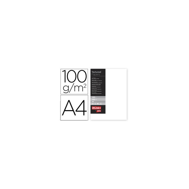 PAPEL VERJURADO APLI DIN A4 100G/M2 BLANCO PAQUETE DE 100 HOJAS