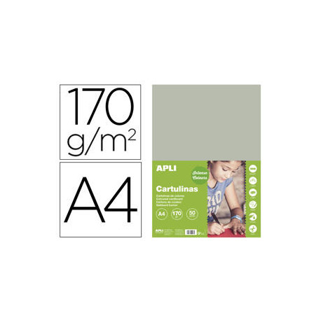CARTULINA APLI DIN A4 170G/M2 GRIS PAQUETE DE 50 HOJAS CARTULINA APLI DIN A4 170G/M2 GRIS PAQUETE DE 50 HOJAS