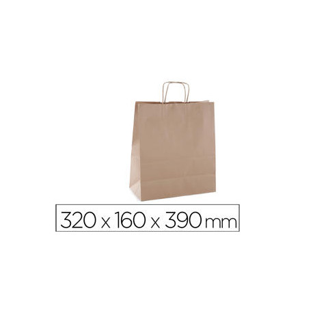 BOLSA KRAFT APLI MARRON ASA RETORCIDA 320X160X390 MM PAQUETE DE 50 UNIDADES