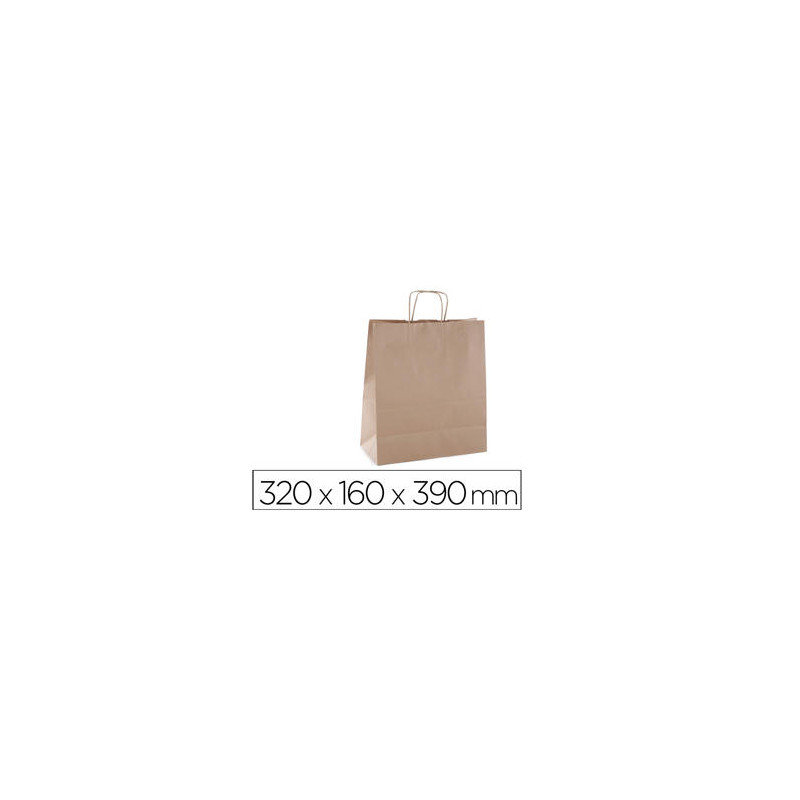 BOLSA KRAFT APLI MARRON ASA RETORCIDA 320X160X390 MM PAQUETE DE 50 UNIDADES