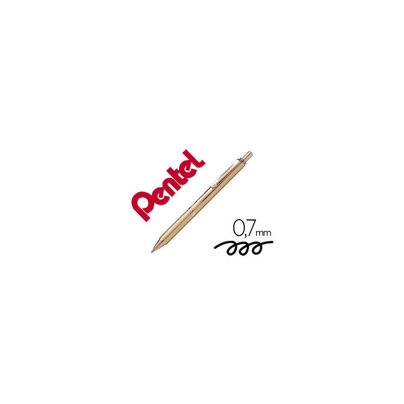 BOLIGRAFO PENTEL ENERGEL BL407A-X RETRACTIL 0,7 MM TINTA GEL NEGRA CUERPO METALICO ORO CON ESTUCHE