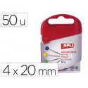 AGUJAS SEÑALIZADORAS APLI MAPAS 4 X 20 MM CAJA DE 50 UNIDADES COLORES SURTIDOS