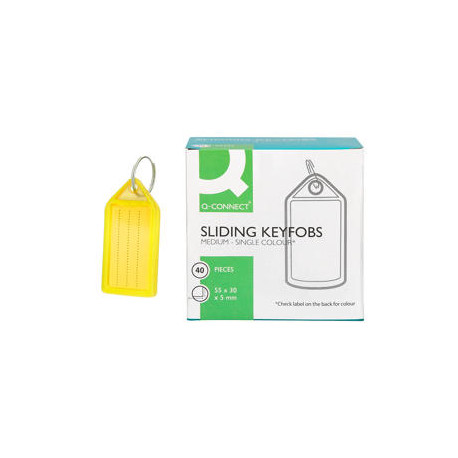 LLAVERO PORTAETIQUETAS Q-CONNECT PREMIUM COLOR AMARILLO CAJA DE 40 UNIDADES