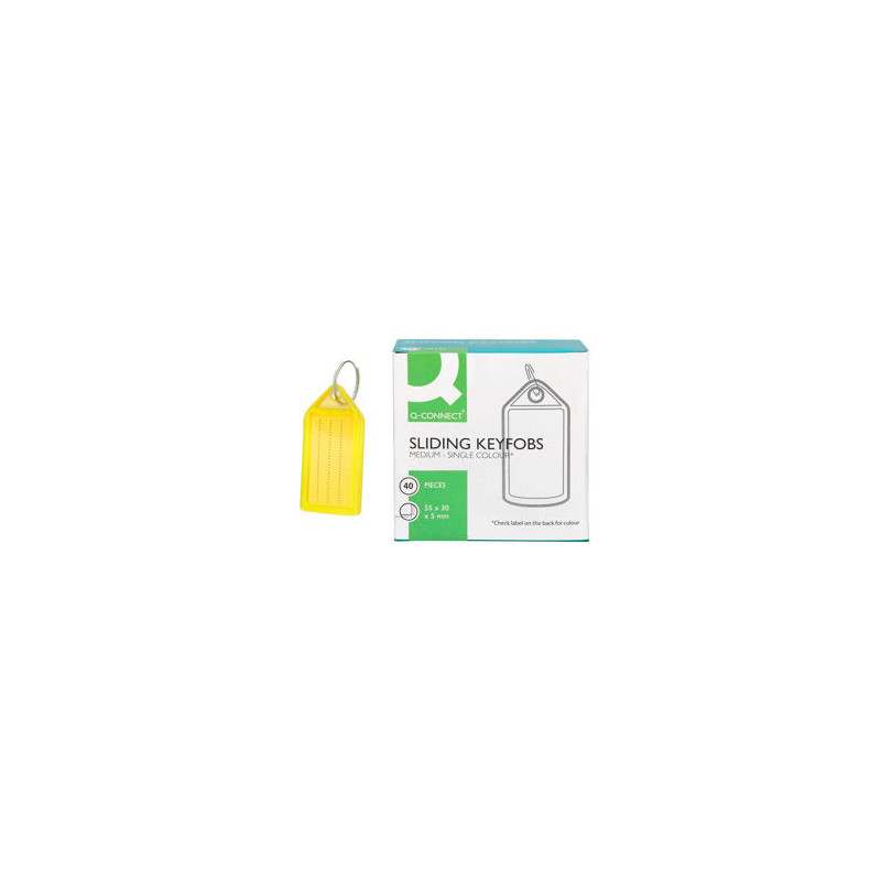 LLAVERO PORTAETIQUETAS Q-CONNECT PREMIUM COLOR AMARILLO CAJA DE 40 UNIDADES