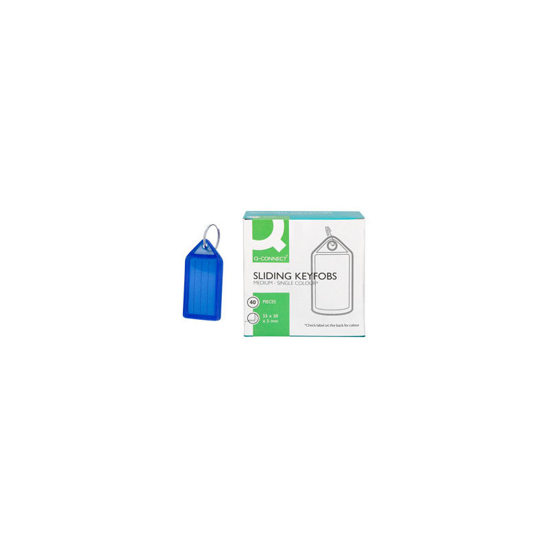 LLAVERO PORTAETIQUETAS Q-CONNECT PREMIUM COLOR AZUL CAJA DE 40 UNIDADES