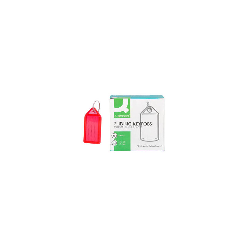 LLAVERO PORTAETIQUETAS Q-CONNECT PREMIUM COLOR ROJO CAJA DE 40 UNIDADES