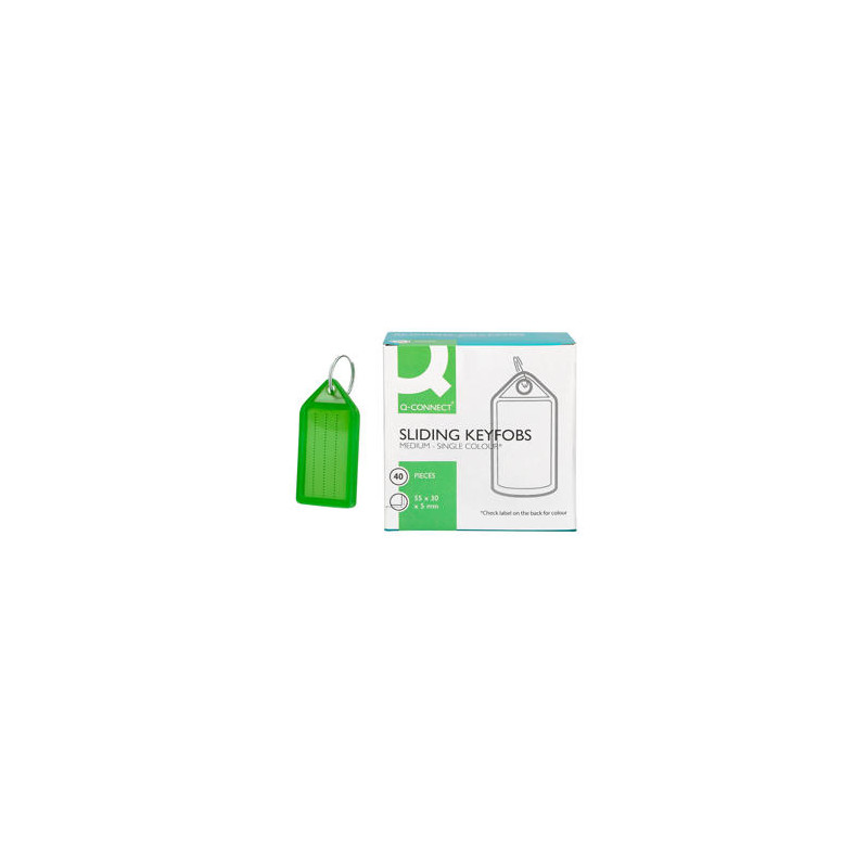 LLAVERO PORTAETIQUETAS Q-CONNECT PREMIUM COLOR VERDE CAJA DE 40 UNIDADES