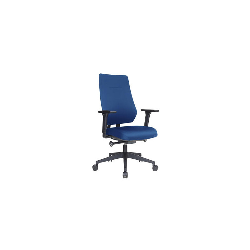 SILLA ROCADA DIRECCION BRAZOS REGULABLES BASE POLIMERO RESPALDO Y ASIENTO EN TELA IGNIFUGA AZUL 610X