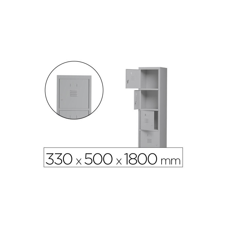 TAQUILLA METALICA ROCADA 300 1 MODULO 4 PUERTAS GRIS 330X500X1800 MM