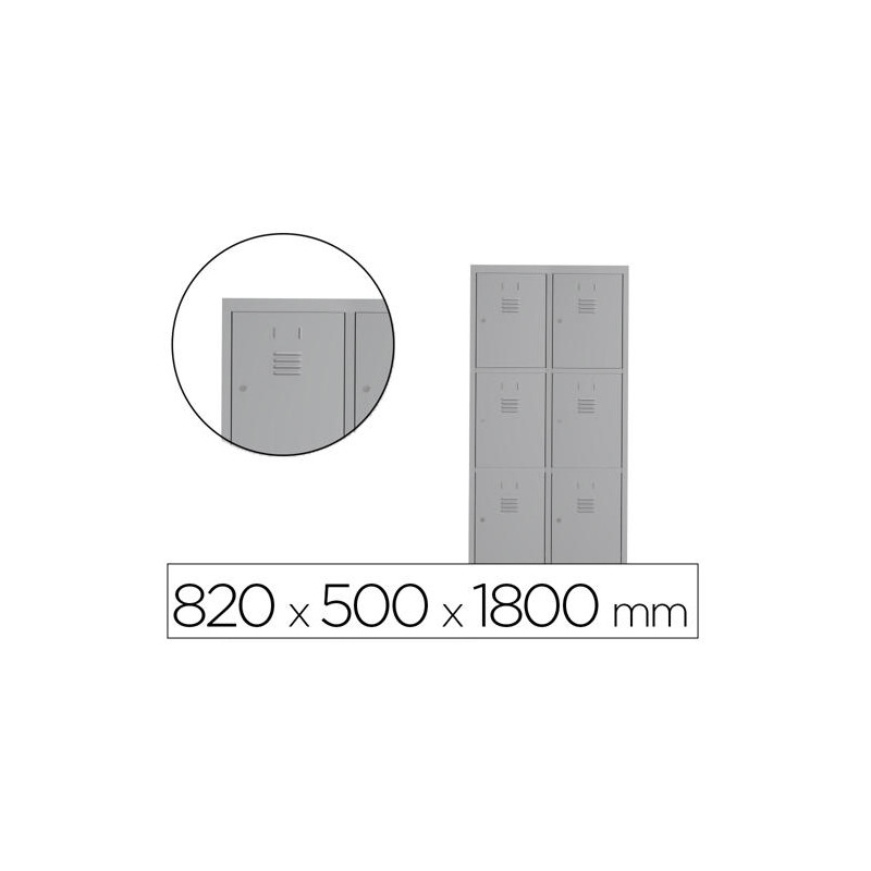 TAQUILLA METALICA ROCADA 400 2 MODULOS X 3 PUERTAS GRIS 820X500X1800 MM