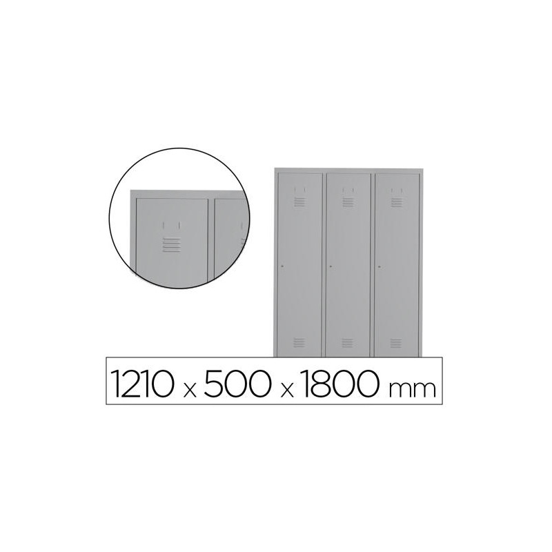 TAQUILLA METALICA ROCADA 400 3 MODULOS X 1 PUERTA GRIS 1210X500X1800 MM