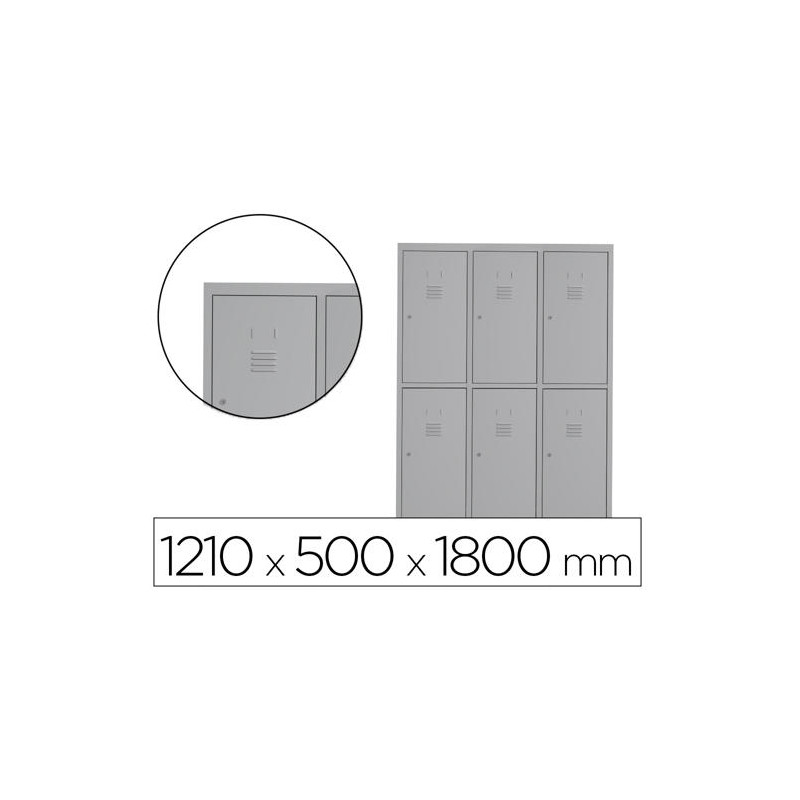 TAQUILLA METALICA ROCADA 400 3 MODULOS X 2 PUERTAS GRIS 1210X500X1800 MM